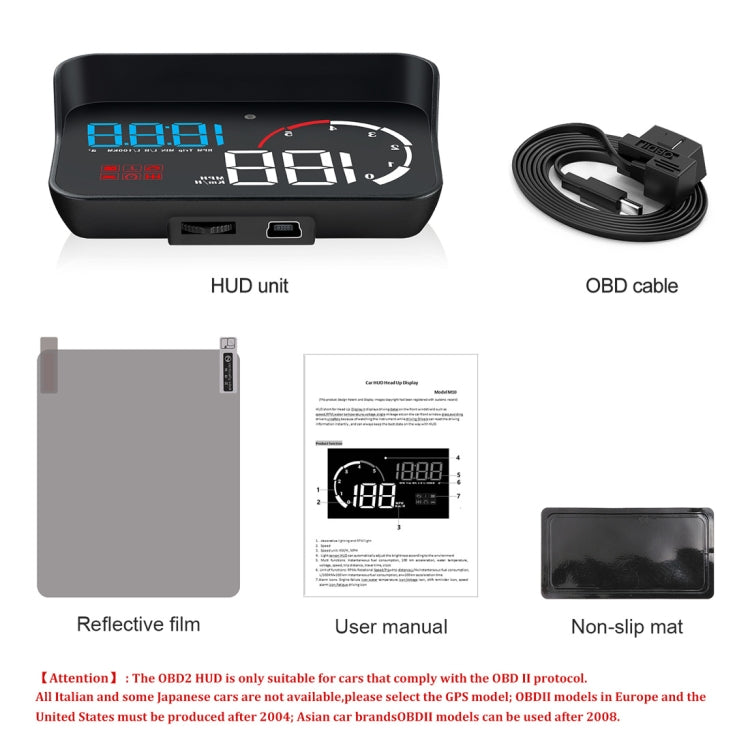 M10 3.5 inch Universal Car OBD2 HUD Vehicle-mounted Head Up Display (Blue) - Head Up Display System by PMC TechLife | Online Shopping South Africa | PMC TechLife | Buy Now Pay Later Mobicred