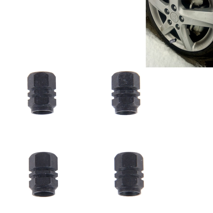 4PCS SA Metal Plated Hexagon Shape Universal Tire Valve Stem Cap(Black) - Tire Valve Caps by PMC TechLife | Online Shopping South Africa | PMC TechLife | Buy Now Pay Later Mobicred