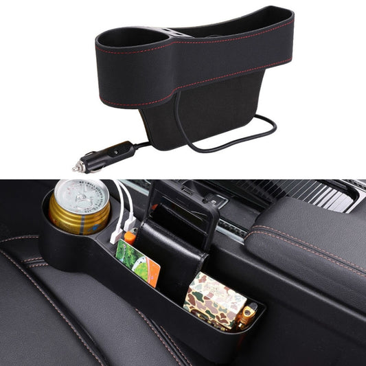 Car Multi-functional Driver Seat Console PU Leather Box Cigarette Lighter Charging Pocket Cup Holder Seat Gap Side Storage Box(Black) - Stowing Tidying by PMC Jewellery | Online Shopping South Africa | PMC Jewellery | Buy Now Pay Later Mobicred