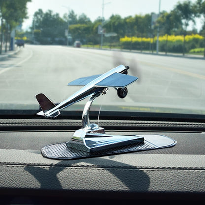 Car Interior Decoration Accessories Aircraft Model Ornaments Propeller Rotating Solar Energy Ornament (Silver) - Ornaments by PMC Jewellery | Online Shopping South Africa | PMC Jewellery | Buy Now Pay Later Mobicred