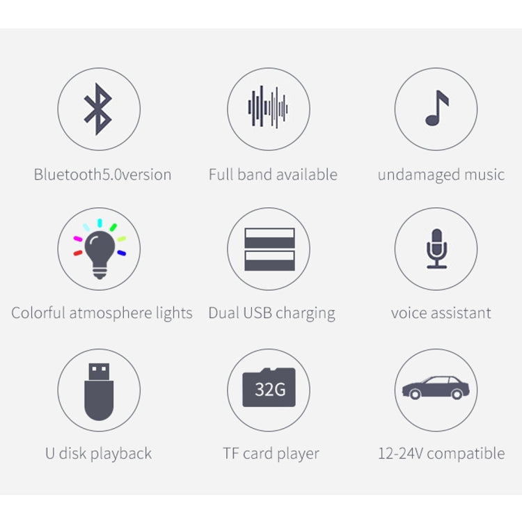 BC42 Bluetooth 5.0 Multi-function Car Colorful Atmosphere Lamp MP3 Player, Support TF Card & U Disk & FM - Bluetooth Car Kits by PMC TechLife | Online Shopping South Africa | PMC TechLife | Buy Now Pay Later Mobicred