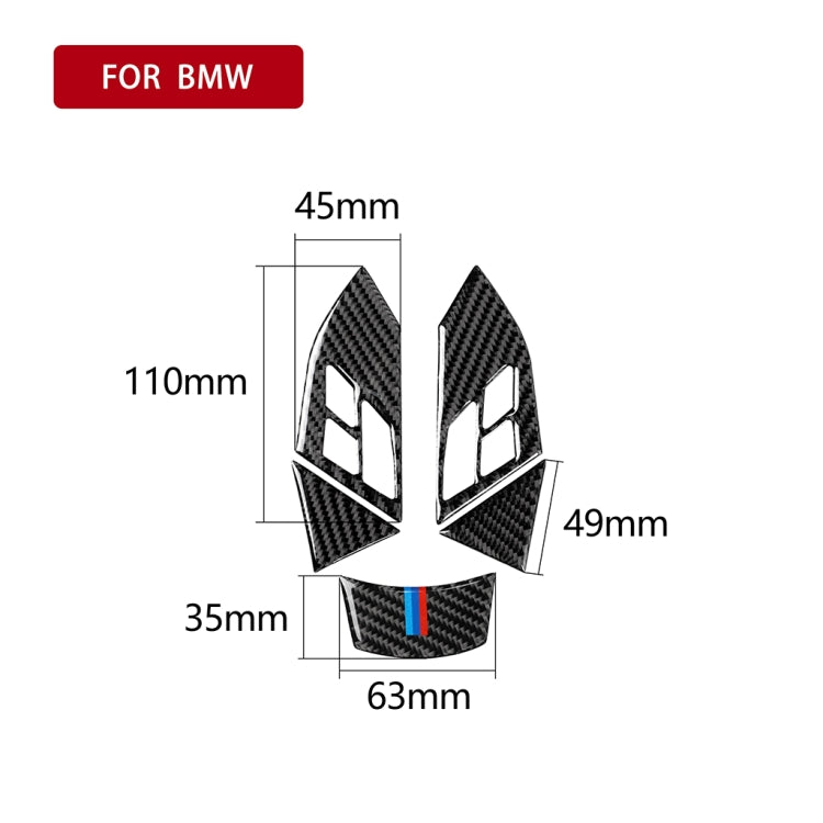 5 in 1 Car Carbon Fiber Tricolor Steering Wheel Button Decorative Sticker for BMW 5 Series E60 2004-2010, Left and Right Drive Universal - Car Interior Mouldings by PMC Jewellery | Online Shopping South Africa | PMC Jewellery | Buy Now Pay Later Mobicred