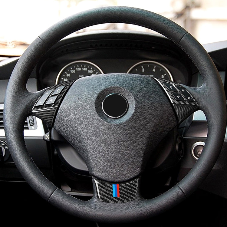 5 in 1 Car Carbon Fiber Tricolor Steering Wheel Button Decorative Sticker for BMW 5 Series E60 2004-2010, Left and Right Drive Universal - Car Interior Mouldings by PMC Jewellery | Online Shopping South Africa | PMC Jewellery | Buy Now Pay Later Mobicred