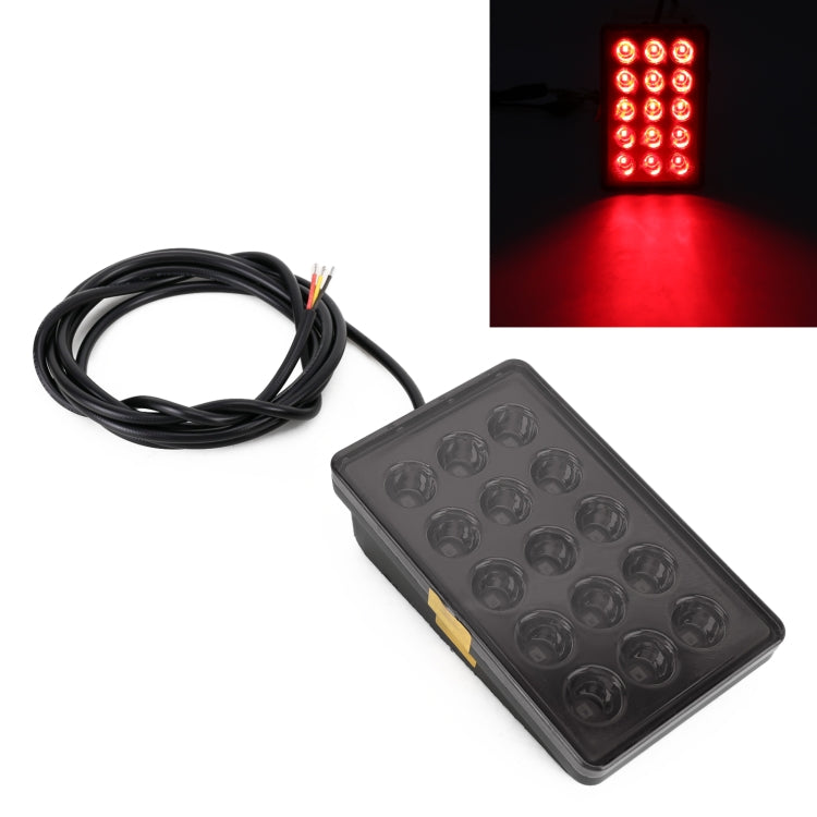 DC12V 1W Car Square Highlight Brake Lights Reversing Light with 15LEDs SMD-3528 (Black) - Brake Lights by PMC TechLife | Online Shopping South Africa | PMC TechLife