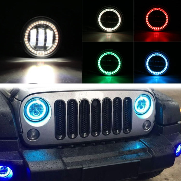 2 PCS DC12V-30V / 30W / 3A / 1440LM 12LEDs  4 inch Car LED Colorful Fog Light, Style: White Background (Yellow Light) - Fog / Driving Lights by PMC Jewellery | Online Shopping South Africa | PMC Jewellery | Buy Now Pay Later Mobicred