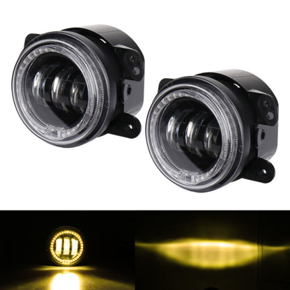 2 PCS DC12V-30V / 30W / 3A / 1440LM 12LEDs  4 inch Car LED Colorful Fog Light, Style: Black Background(Yellow Light) - Fog / Driving Lights by PMC Jewellery | Online Shopping South Africa | PMC Jewellery | Buy Now Pay Later Mobicred