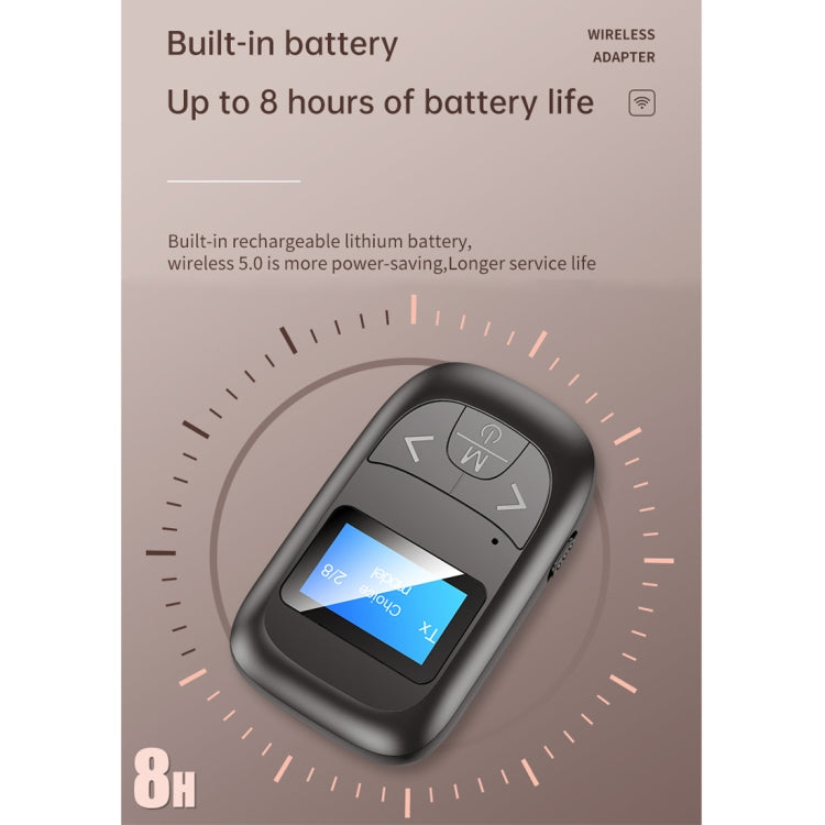 T-14 Bluetooth 5.0 2 In 1 LCD Digital Display Bluetooth Adapter Receiver Transmitter(Black) - Bluetooth Adapters by PMC TechLife | Online Shopping South Africa | PMC TechLife | Buy Now Pay Later Mobicred
