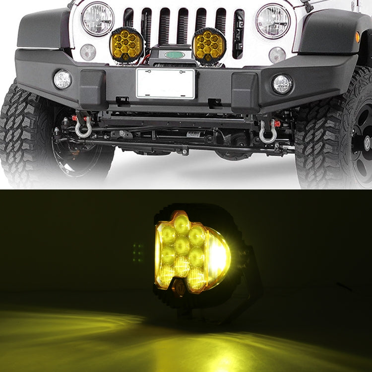 OL-1950Y 7 inch DC12V-30V 8000LM 6500K 90W Car LED Light on Three Sides Headlight for Jeep Wrangler (Gold Light) - Work Lights by PMC Jewellery | Online Shopping South Africa | PMC Jewellery | Buy Now Pay Later Mobicred