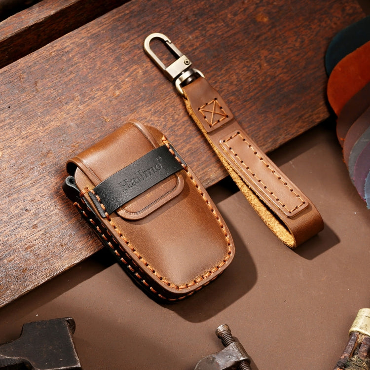 Hallmo Car Cowhide Leather Key Protective Cover Key Case for Toyota Corolla 2017 3-button(Brown) - free shipping - PMC TechLife - Order now!
