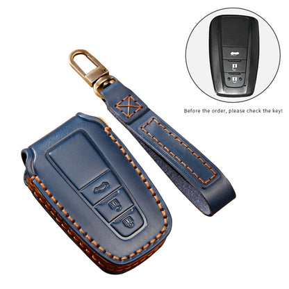 Hallmo Car Cowhide Leather Key Protective Cover Key Case for Toyota Corolla 2018 3-button(Brown) - Car Key Cases by Hallmo | Online Shopping South Africa | PMC Jewellery | Buy Now Pay Later Mobicred