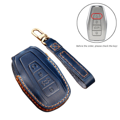 Hallmo Car Cowhide Leather Key Protective Cover Key Case for Geely Emgrand B Style(Black) - Car Key Cases by Hallmo | Online Shopping South Africa | PMC Jewellery | Buy Now Pay Later Mobicred