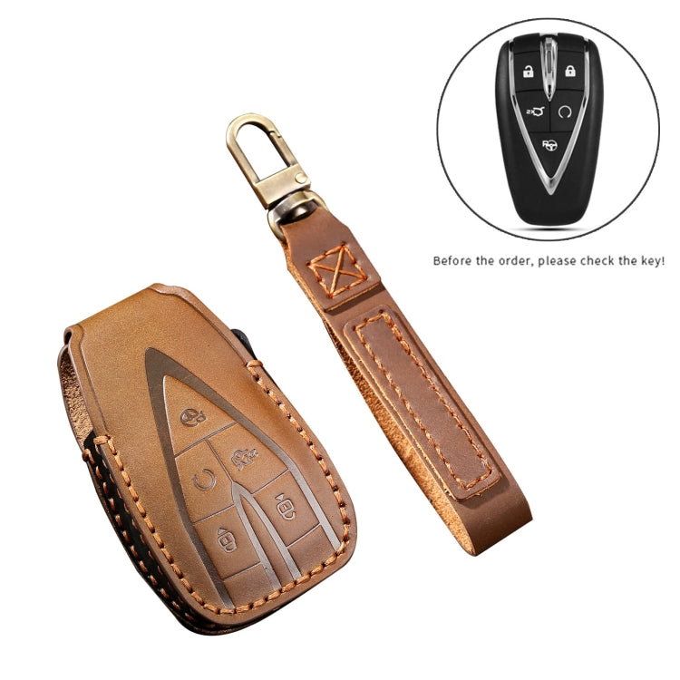 Hallmo Car Cowhide Leather Key Protective Cover Key Case for Changan CS75 Plus(Blue) - free shipping - PMC TechLife - Order now!