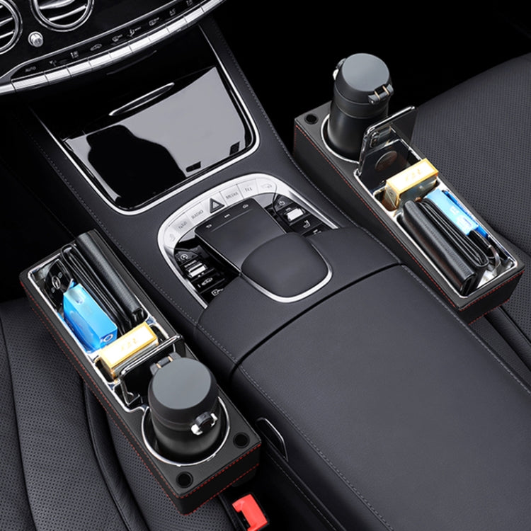 Car Multi-functional Console PU Leather Box Cup Holder Seat Gap Side Storage Box (Black) - free shipping - PMC TechLife - Order now!