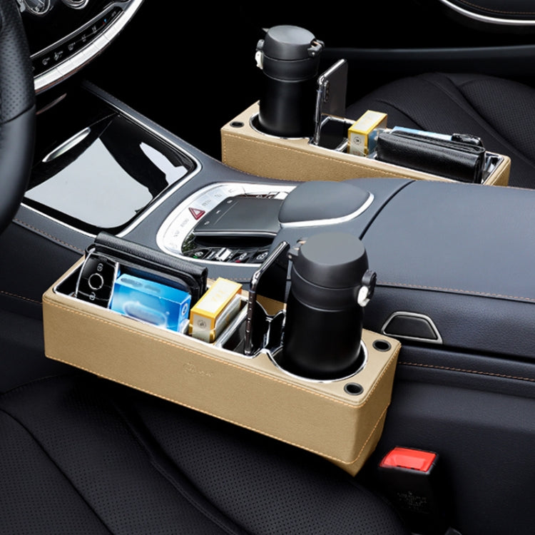 Car Multi-functional Console PU Leather Box Cup Holder Seat Gap Side Storage Box (Beige) - Stowing Tidying by PMC Jewellery | Online Shopping South Africa | PMC Jewellery | Buy Now Pay Later Mobicred