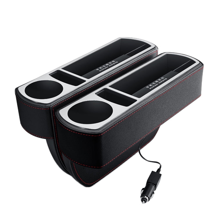 Car Multi-functional Wireless Fast Charge Console PU Leather Box Cup Holder Seat Gap Side Storage Box (Black) - Stowing Tidying by PMC Jewellery | Online Shopping South Africa | PMC Jewellery | Buy Now Pay Later Mobicred