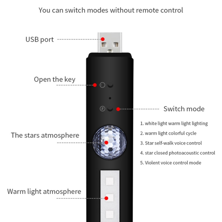D88 5V 2.5W Car Colorful Starry Sky Atmosphere Lamp without Remote Control - Atmosphere lights by PMC Jewellery | Online Shopping South Africa | PMC Jewellery | Buy Now Pay Later Mobicred