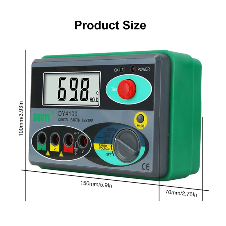 DUOYI DY4100 High-precision Digital Ground Resistance Meter Resistance Tester - free shipping - PMC TechLife - Order now!