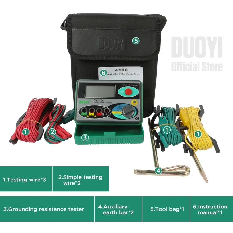 DUOYI DY4100 High-precision Digital Ground Resistance Meter Resistance Tester - free shipping - PMC TechLife - Order now!