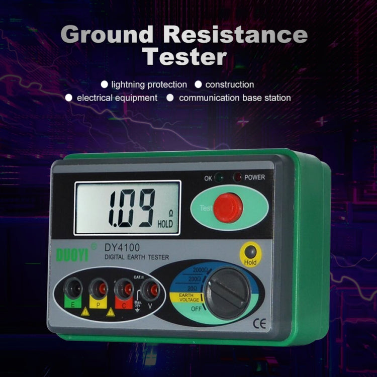 DUOYI DY4100 High-precision Digital Ground Resistance Meter Resistance Tester - free shipping - PMC TechLife - Order now!