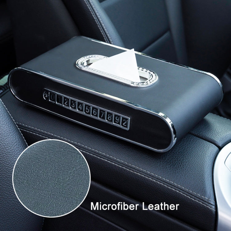 Car Dashboard Diamond Paper Towel Box with Temporary Parking Phone Number Card & Phone Holder(Coffee) - Tissue Boxes by PMC Jewellery | Online Shopping South Africa | PMC Jewellery | Buy Now Pay Later Mobicred