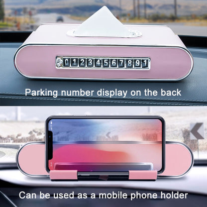 Car Dashboard Diamond Paper Towel Box with Temporary Parking Phone Number Card & Phone Holder(Wine Red) - Tissue Boxes by PMC Jewellery | Online Shopping South Africa | PMC Jewellery | Buy Now Pay Later Mobicred