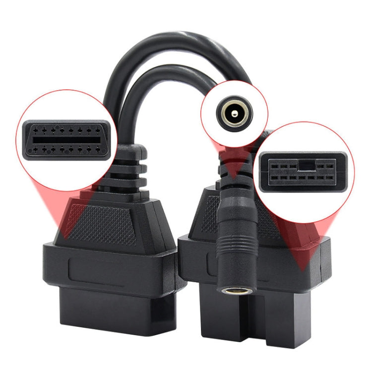 12Pin to 16Pin Car OBD2 Conversion Cable OBDII Diagnostic Adapter Cable for Mitsubishi - Cables & Connectors by PMC TechLife | Online Shopping South Africa | PMC TechLife | Buy Now Pay Later Mobicred