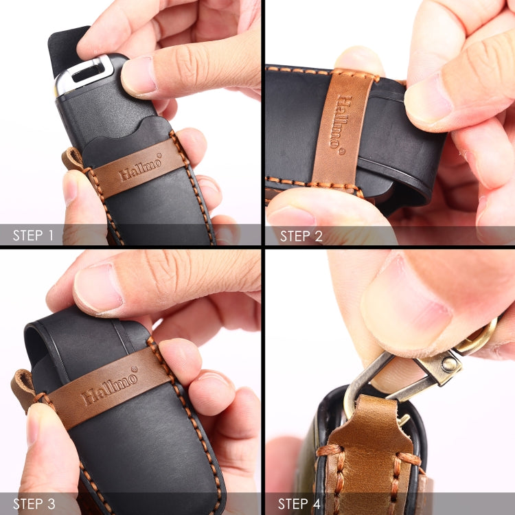 Hallmo Car Cowhide Leather Key Protective Cover Key Case for KIA K2 / K3 / K5 4-button(Brown) - free shipping - PMC TechLife - Order now!