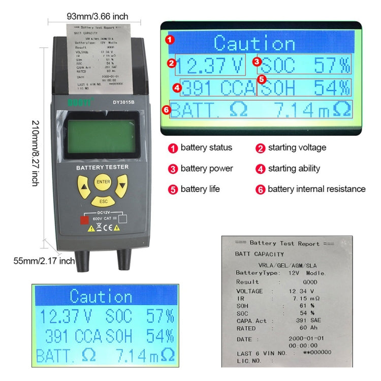 DUOYI DY3015B Car Multi-language 12V Battery Tester - free shipping - PMC TechLife - Order now!