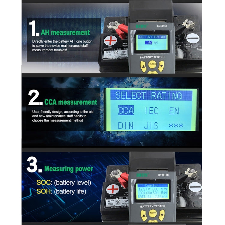 DUOYI DY3015B Car Multi-language 12V Battery Tester - free shipping - PMC TechLife - Order now!