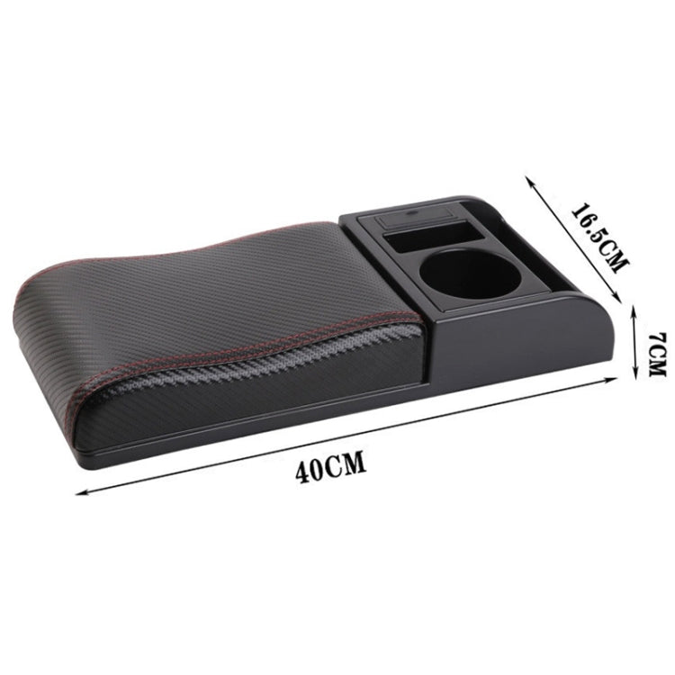 Car Multi-functional Dual USB Armrest Box Booster Pad, Carbon Fiber Leather Curved Type (Black Red) - Seat Accessories by PMC TechLife | Online Shopping South Africa | PMC TechLife | Buy Now Pay Later Mobicred