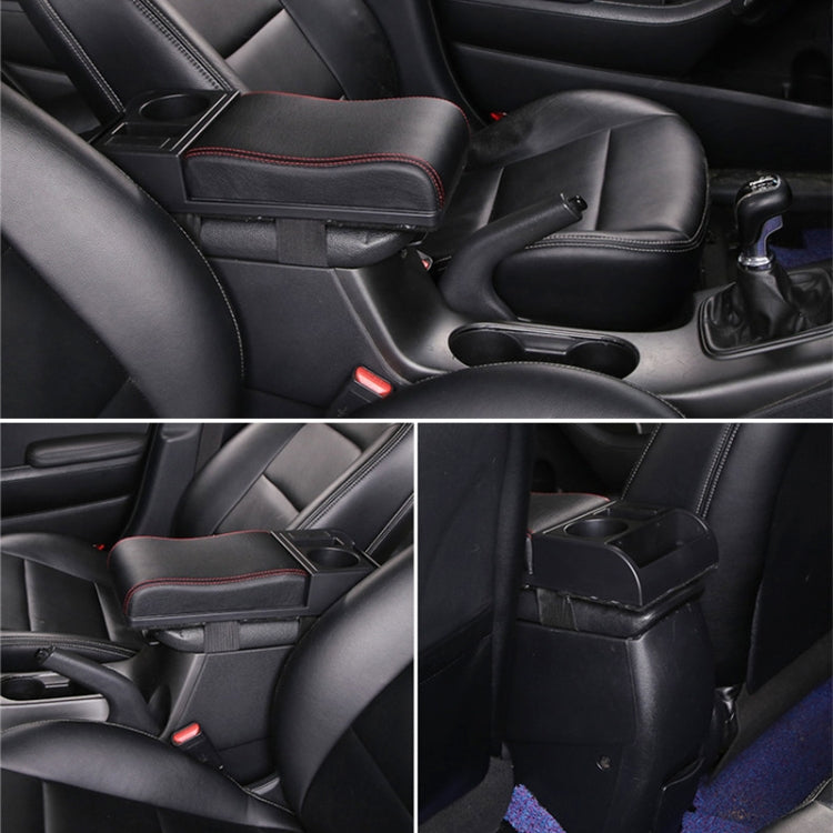 Car Multi-functional Dual USB Armrest Box Booster Pad, Carbon Fiber Leather Curved Type (Black Red) - Seat Accessories by PMC TechLife | Online Shopping South Africa | PMC TechLife | Buy Now Pay Later Mobicred