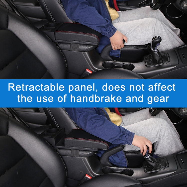 Car Multi-functional Dual USB Armrest Box Booster Pad, Carbon Fiber Leather Straight Type (Black Red) - Seat Accessories by PMC TechLife | Online Shopping South Africa | PMC TechLife | Buy Now Pay Later Mobicred