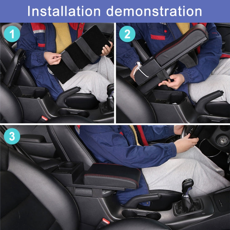 Car Multi-functional Dual USB Armrest Box Booster Pad, Carbon Fiber Leather Straight Type (Black) - Seat Accessories by PMC TechLife | Online Shopping South Africa | PMC TechLife | Buy Now Pay Later Mobicred