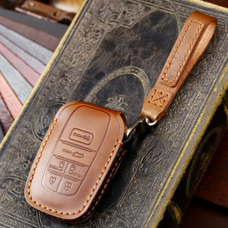 Hallmo Car Genuine Leather Key Protective Cover for Toyota Sienna 5-button(Black) - Car Key Cases by Hallmo | Online Shopping South Africa | PMC TechLife | Buy Now Pay Later Mobicred