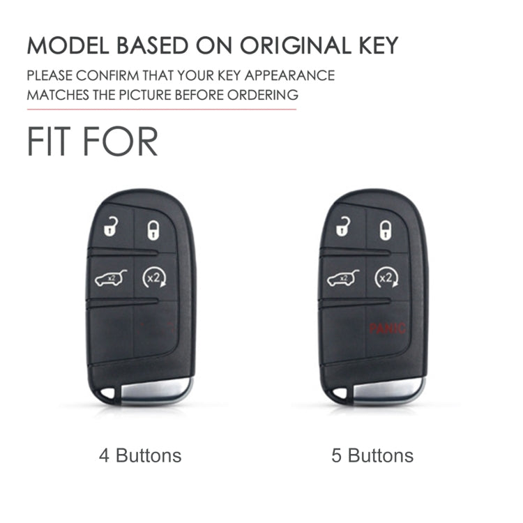 Hallmo Car Genuine Leather Key Protective Cover for Jeep Compass 5-button(Blue) - Car Key Cases by Hallmo | Online Shopping South Africa | PMC TechLife | Buy Now Pay Later Mobicred