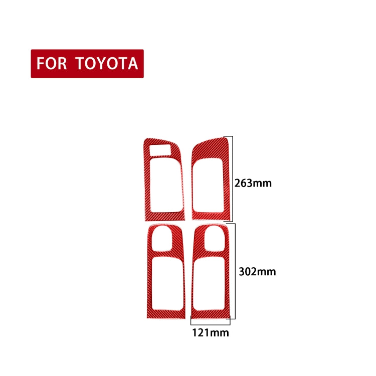 4 PCS / Set Carbon Fiber Car Door Inner Handle Decorative Sticker for Toyota Tundra 2014-2018,Left Drive (Red) - Car Interior Mouldings by PMC Jewellery | Online Shopping South Africa | PMC Jewellery | Buy Now Pay Later Mobicred