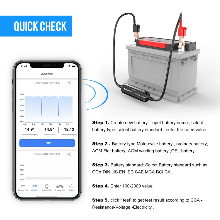 KONNWEI BK100 X431 BST360 Car Bluetooth Battery Tester (Black) - Electronic Test by KONNWEI | Online Shopping South Africa | PMC Jewellery