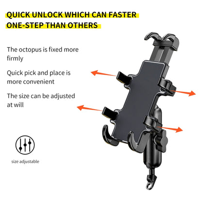 CS-1722A2 Motorcycle Rear Mirror Octopus Aluminum Alloy Phone Holder - Holder by PMC Jewellery | Online Shopping South Africa | PMC Jewellery | Buy Now Pay Later Mobicred