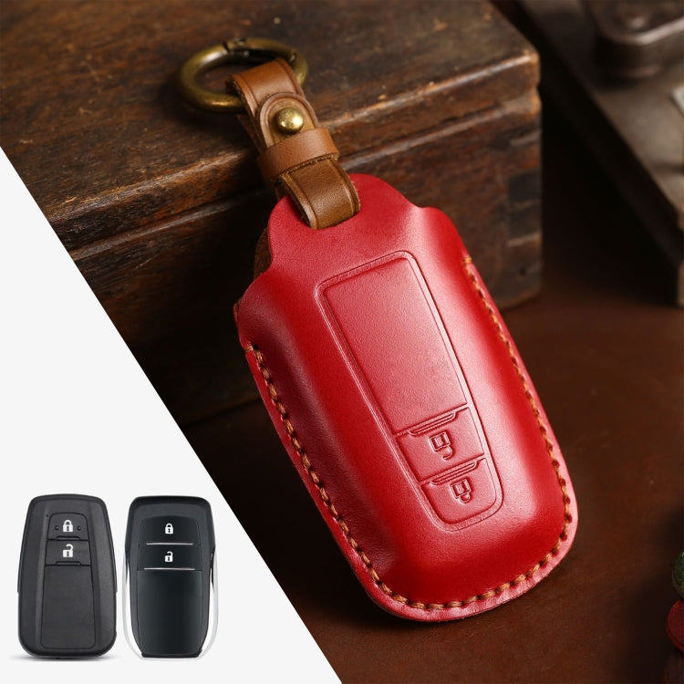 For Toyota Car Cowhide Leather Key Protective Cover Key Case, Two Keys Version(Red) - Car Key Cases by PMC Jewellery | Online Shopping South Africa | PMC Jewellery | Buy Now Pay Later Mobicred