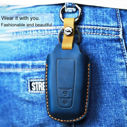 For Toyota Car Cowhide Leather Key Protective Cover Key Case, Two Keys Version(Blue) - Car Key Cases by PMC Jewellery | Online Shopping South Africa | PMC Jewellery | Buy Now Pay Later Mobicred