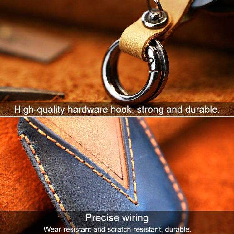 For Nissan Car Cowhide Leather Key Protective Cover Key Case, Three Keys Horizontal Line Version (Blue) - Car Key Cases by PMC Jewellery | Online Shopping South Africa | PMC Jewellery | Buy Now Pay Later Mobicred