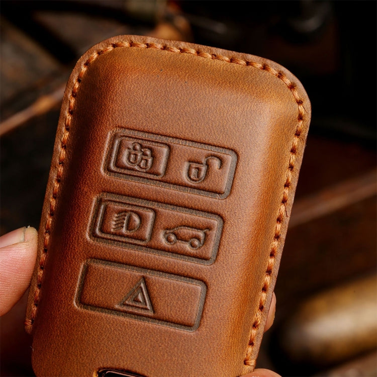 For Land Rover Car Cowhide Leather Key Protective Cover Key Case (Brown) - Car Key Cases by PMC TechLife | Online Shopping South Africa | PMC TechLife | Buy Now Pay Later Mobicred