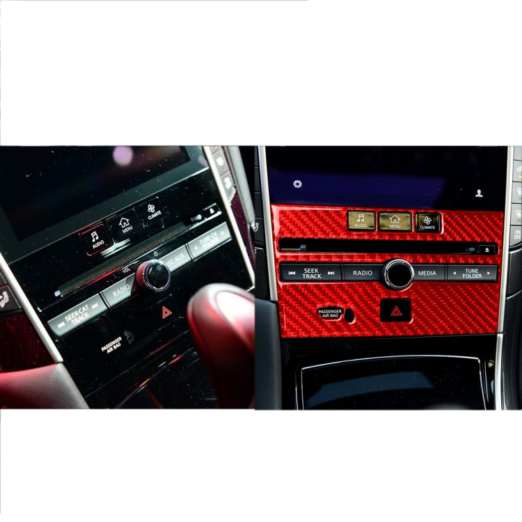Car Carbon Fiber B Style CD Console Panel Decorative Sticker for Infiniti Q50 2014-2020, Left Drive(Red) - Car Interior Mouldings by PMC Jewellery | Online Shopping South Africa | PMC Jewellery | Buy Now Pay Later Mobicred