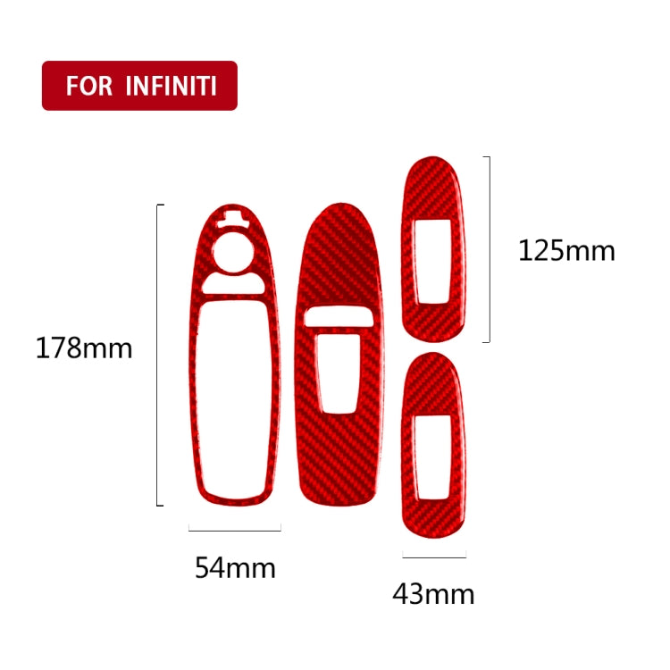 Car Carbon Fiber A Style Window Glass Lift Panel Decorative Sticker for Infiniti Q50 2014-2020, Left Drive (Red) - Steering Wheel Accessories by PMC Jewellery | Online Shopping South Africa | PMC Jewellery | Buy Now Pay Later Mobicred