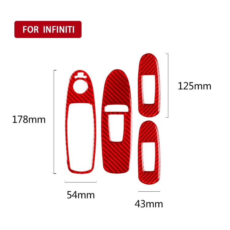 Car Carbon Fiber B Style Window Glass Lift Panel Decorative Sticker for Infiniti Q50 2014-2020, Left Drive (Red) - Steering Wheel Accessories by PMC Jewellery | Online Shopping South Africa | PMC Jewellery | Buy Now Pay Later Mobicred