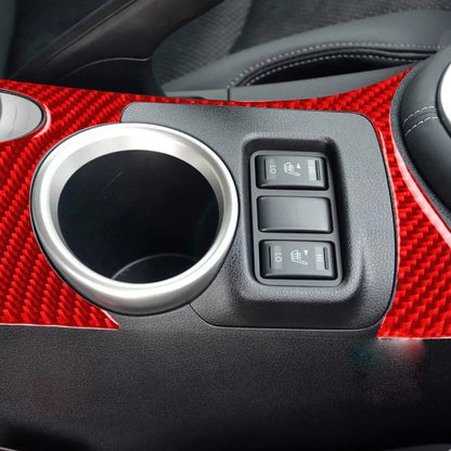 Car Carbon Fiber Water Cup Holder Panel Decorative Sticker for Nissan 370Z / Z34 2009-, Left and Right Drive Universal (Red) - Car Interior Mouldings by PMC Jewellery | Online Shopping South Africa | PMC Jewellery | Buy Now Pay Later Mobicred