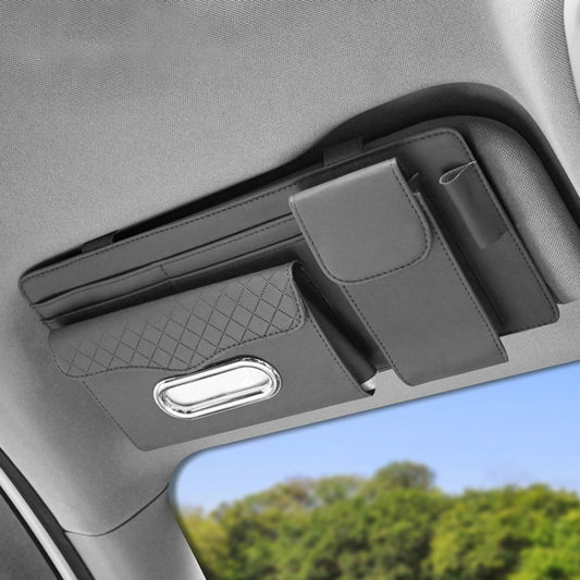 Car Nappa Leather Sun Visor Storage Clip (Grey) - Sunglasses & Glasses Clips by PMC Jewellery | Online Shopping South Africa | PMC Jewellery | Buy Now Pay Later Mobicred