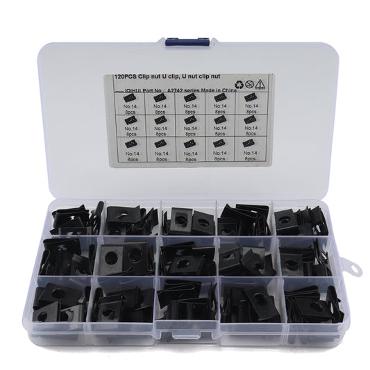 120 PCS Black U Nut Kit Spire Clips No.14 Zinc Speed Fasteners Lug Nuts - Nuts & Bolts by PMC Jewellery | Online Shopping South Africa | PMC Jewellery | Buy Now Pay Later Mobicred