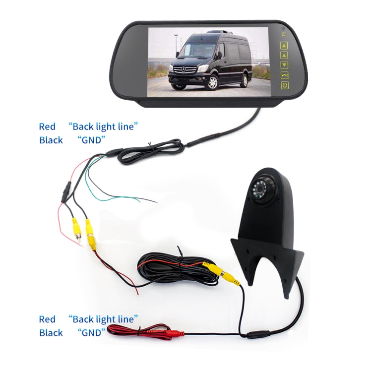 PZ506 Car Waterproof Reversing View Camera + 7 inch Rearview Monitor for Mercedes Benz - Rear View Cameras by PMC Jewellery | Online Shopping South Africa | PMC Jewellery | Buy Now Pay Later Mobicred