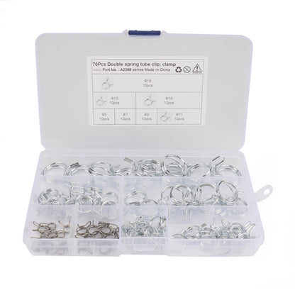 70 PCS Double Wire Spring Tube Clamp Water Pipe Clamps, Size: 5.0-18mm - Booster Cable & Clip by PMC Jewellery | Online Shopping South Africa | PMC Jewellery | Buy Now Pay Later Mobicred